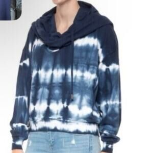 Young Fabulous & Broke Piper Blue Tie Dye Cowl Neck Hoodie Large